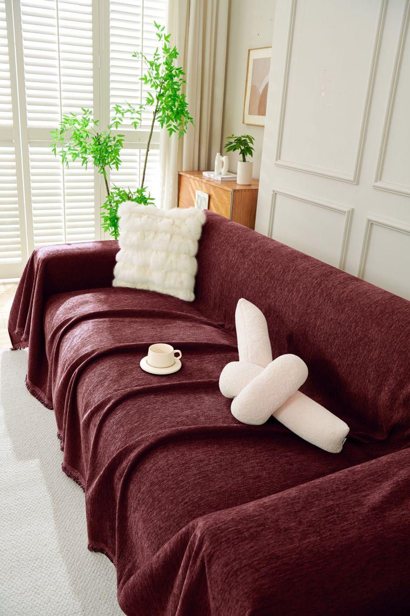 Sofa Throw - Elligate - Maroon - The sofa cover crafter