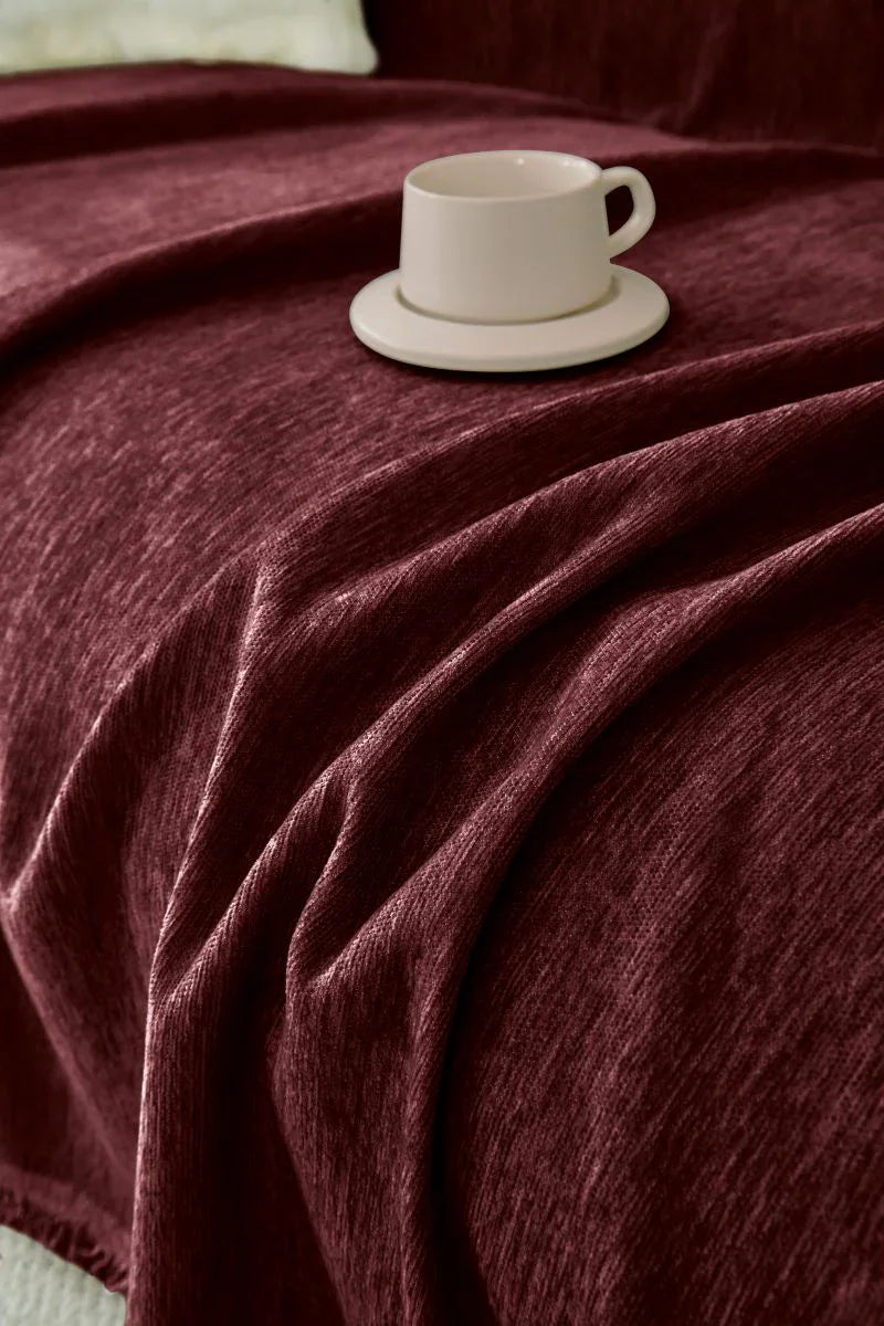 Sofa Throw - Elligate - Maroon - The sofa cover crafter