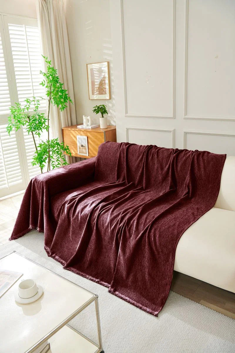 Sofa Throw - Elligate - Maroon - The sofa cover crafter