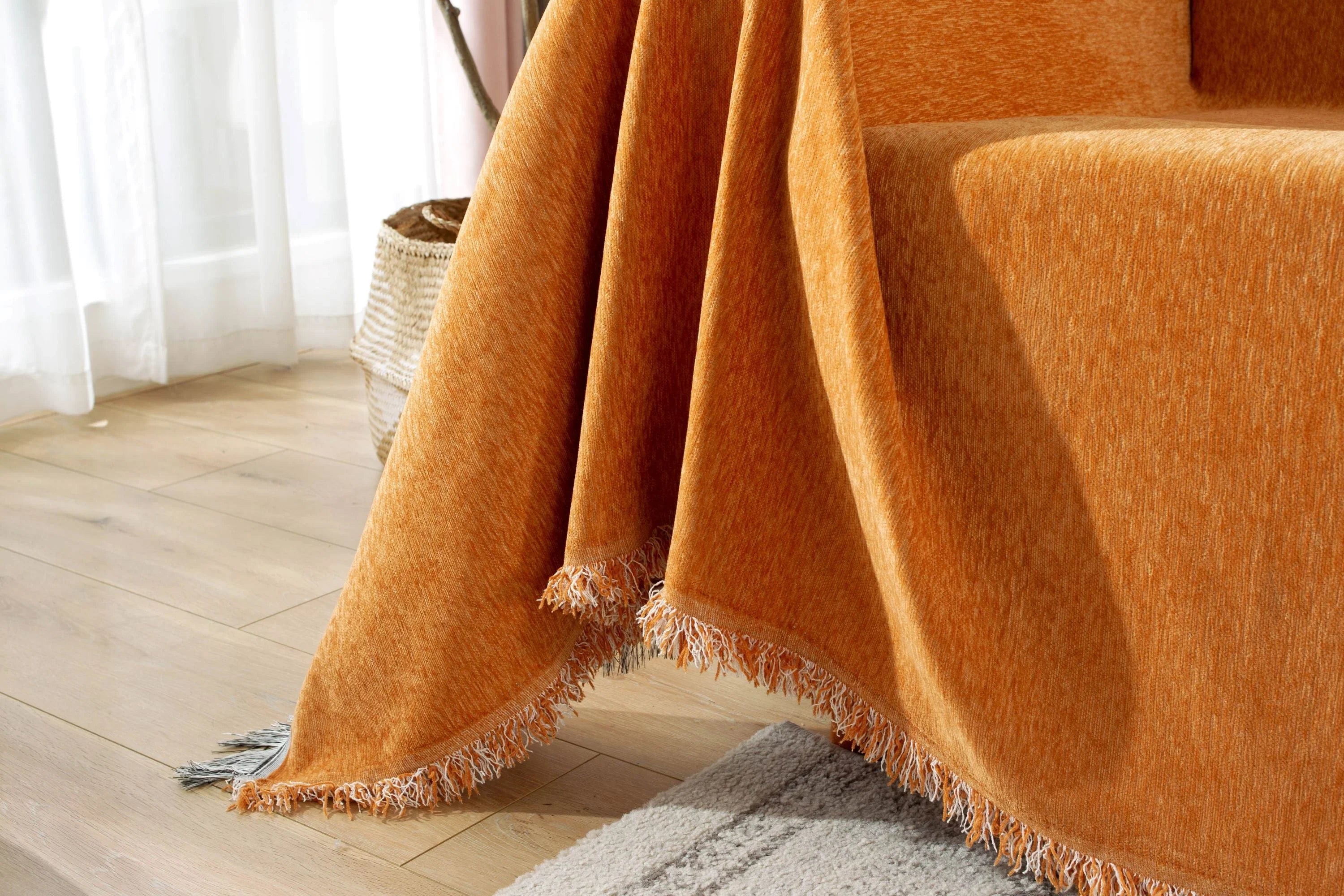 Sofa Throw - Elligate - Orange - The sofa cover crafter