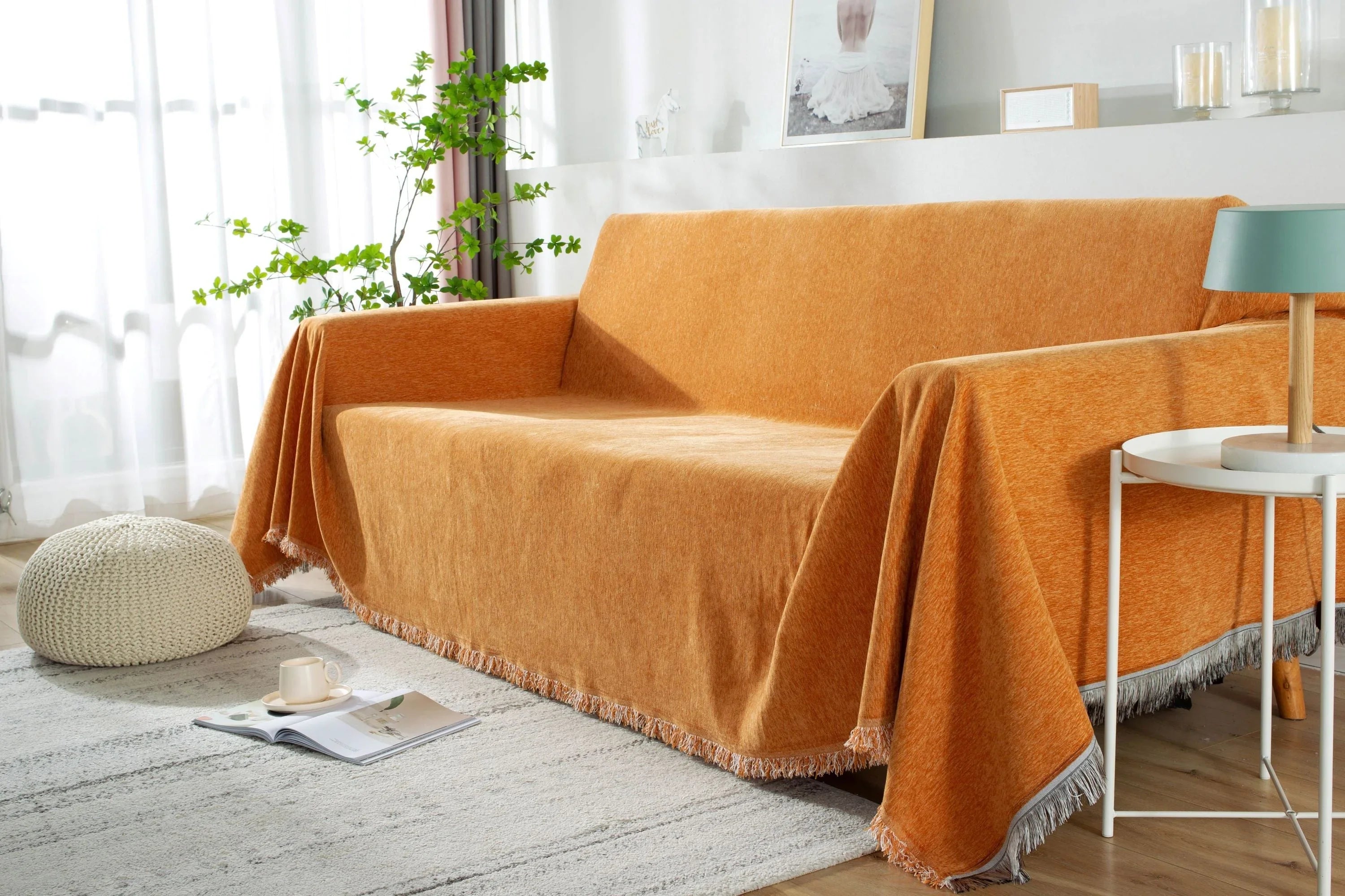 Sofa Throw - Elligate - Orange - The sofa cover crafter