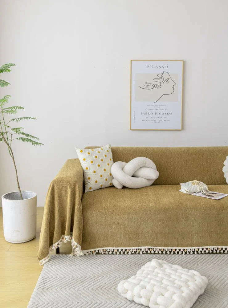 Sofa Throw - Herpome - Honey brown - The sofa cover crafter