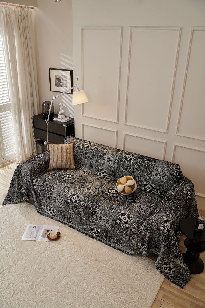 Sofa Throw - Melareve - Jet Black - The sofa cover crafter