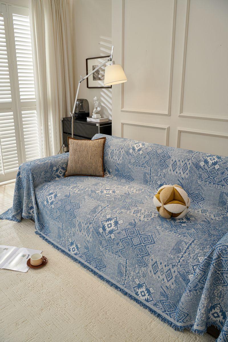 Sofa Throw - Melareve - Vintage Blue - The sofa cover crafter