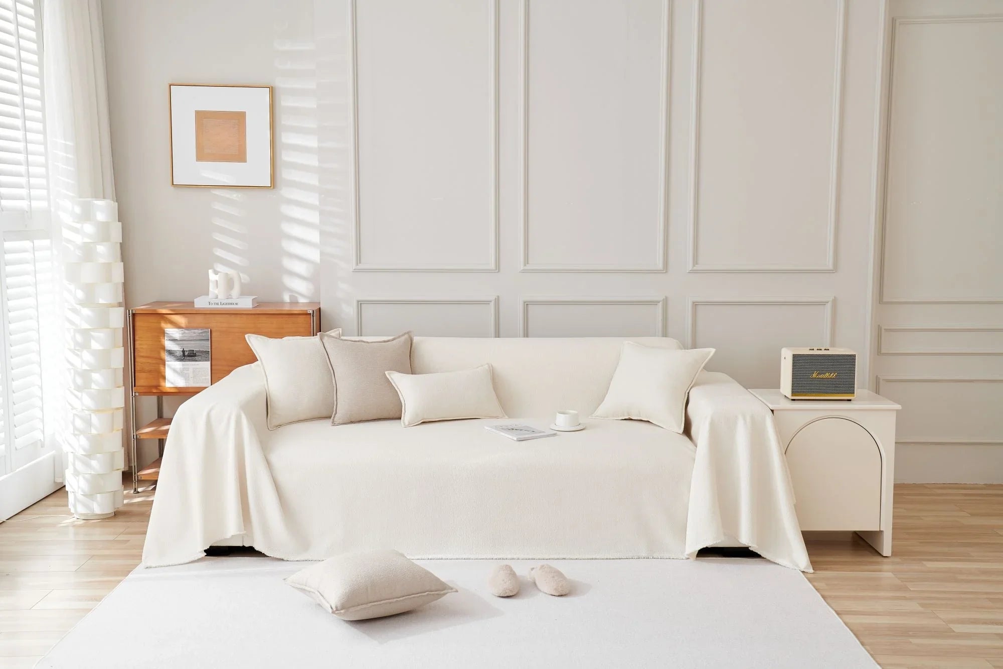 Sofa Throw - Mousoon - Off White - The sofa cover crafter