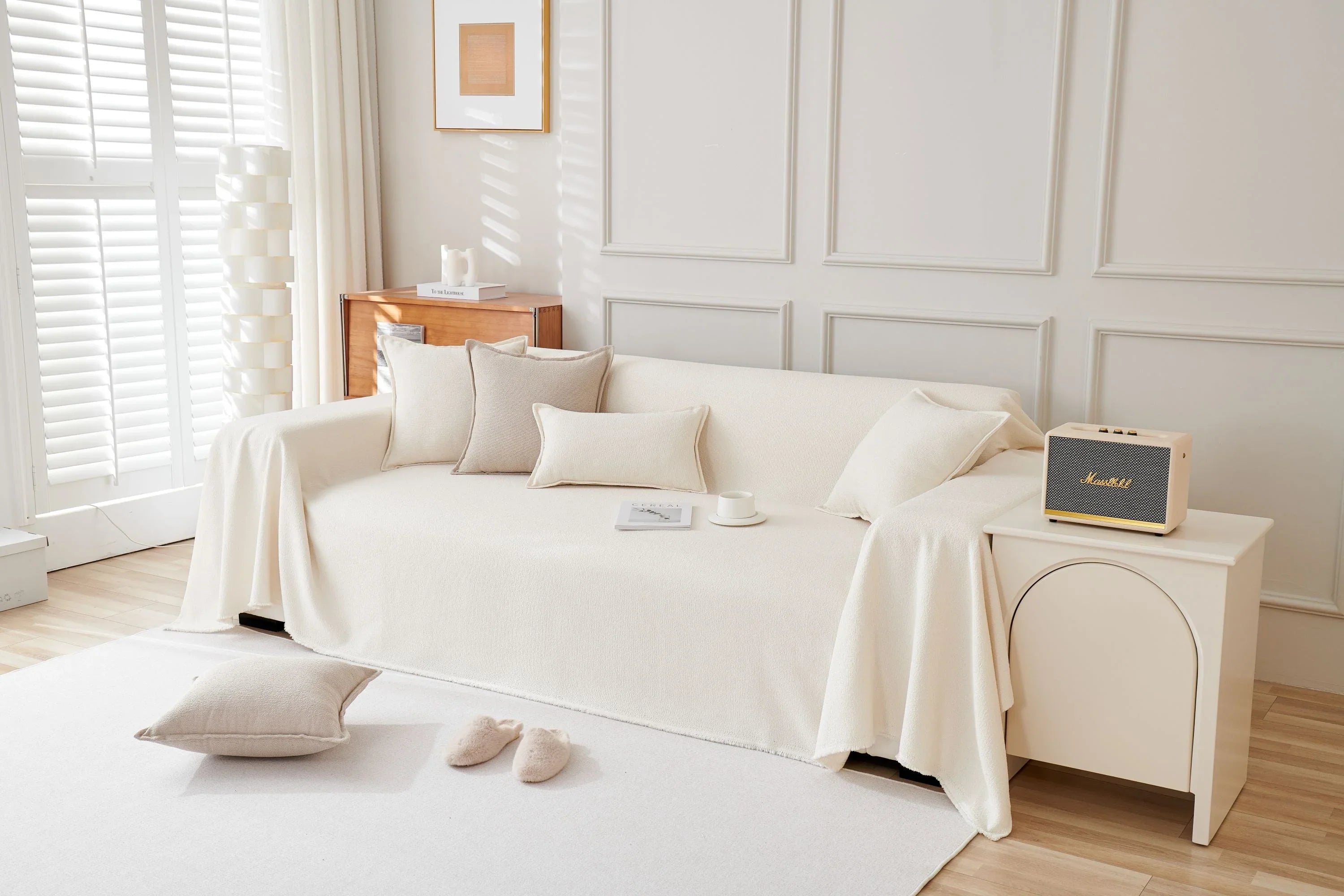 Sofa Throw - Mousoon - Off White - The sofa cover crafter