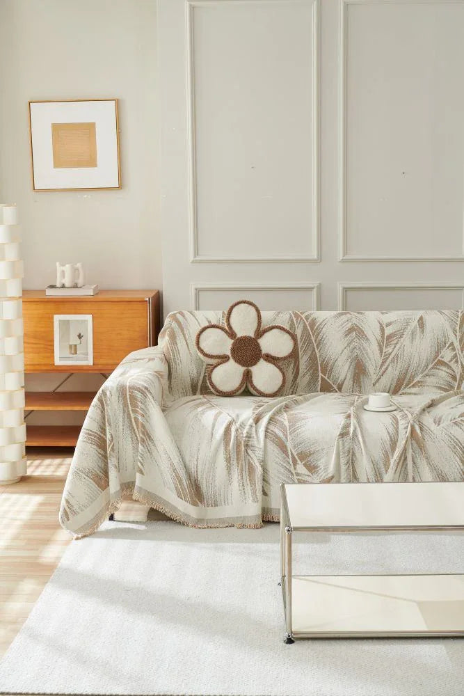 Sofa Throw - Yeluxe - Palm Beige - The sofa cover crafter