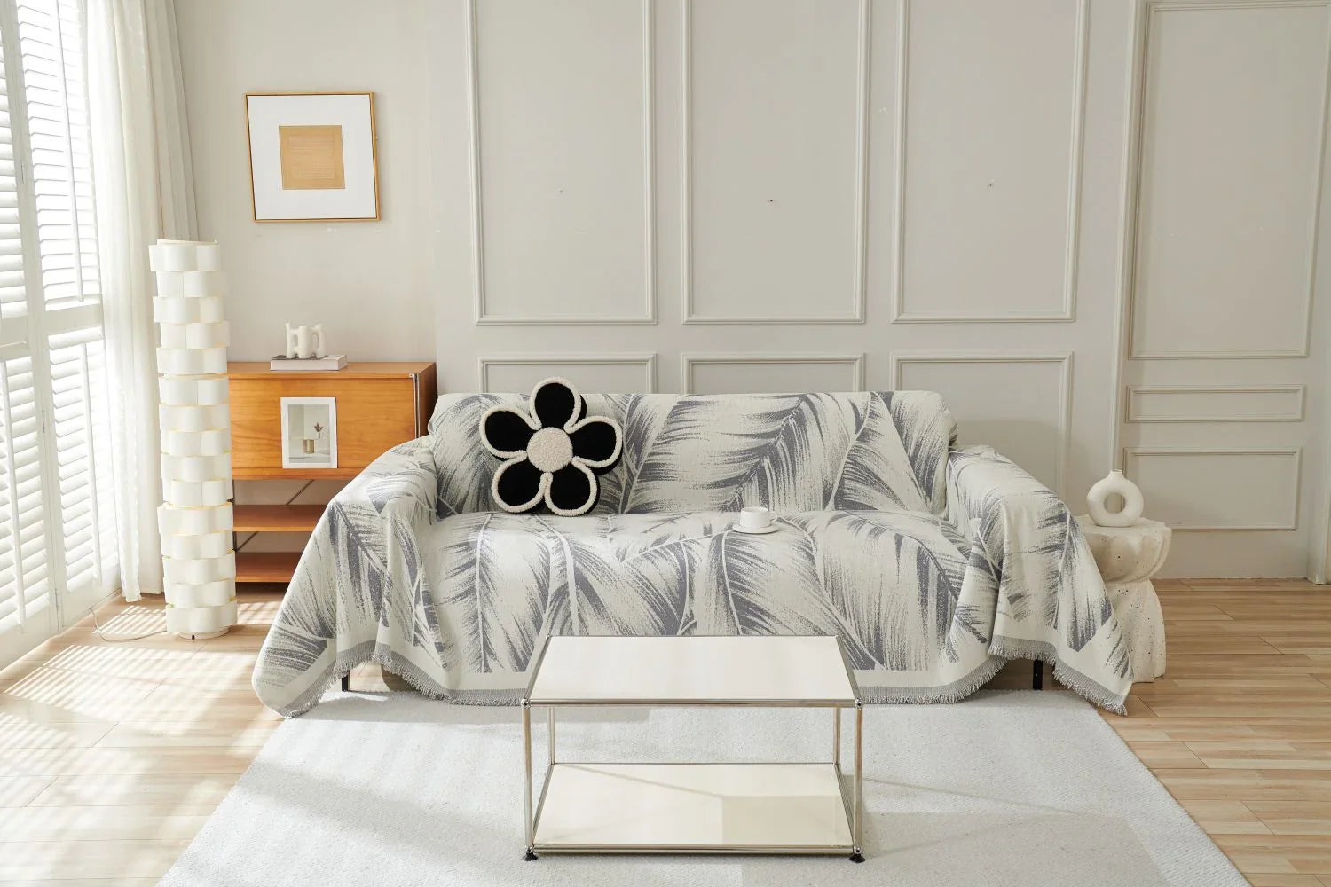 Sofa Throw - Yeluxe - Palm Gray - The sofa cover crafter