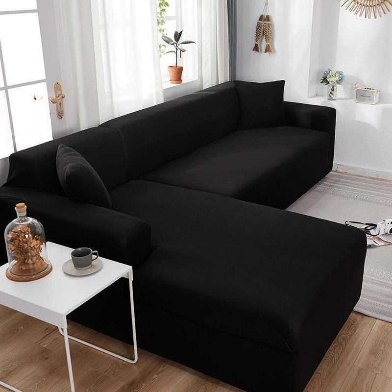 Corner Sofa Cover - Black - Adaptable & Expandable - The sofa cover crafter