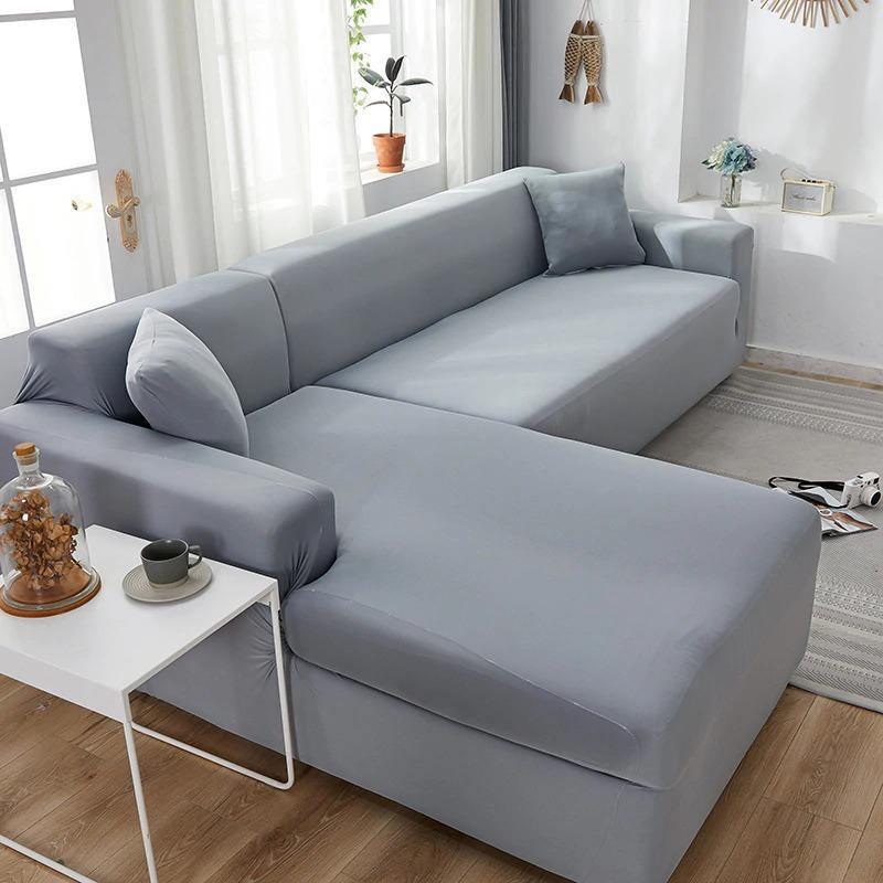 Corner Sofa Cover - Mouse grey - Adaptable & Expandable - The sofa cover crafter