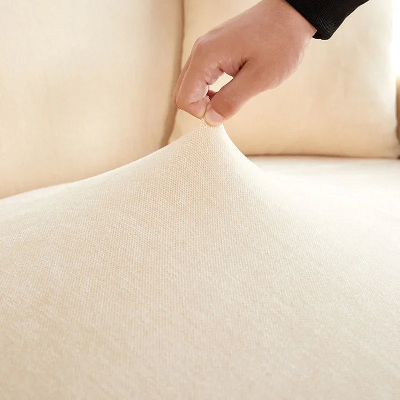 Corner Sofa Cover - Snow Neil - Beige - Adaptable & Expandable - The sofa cover crafter