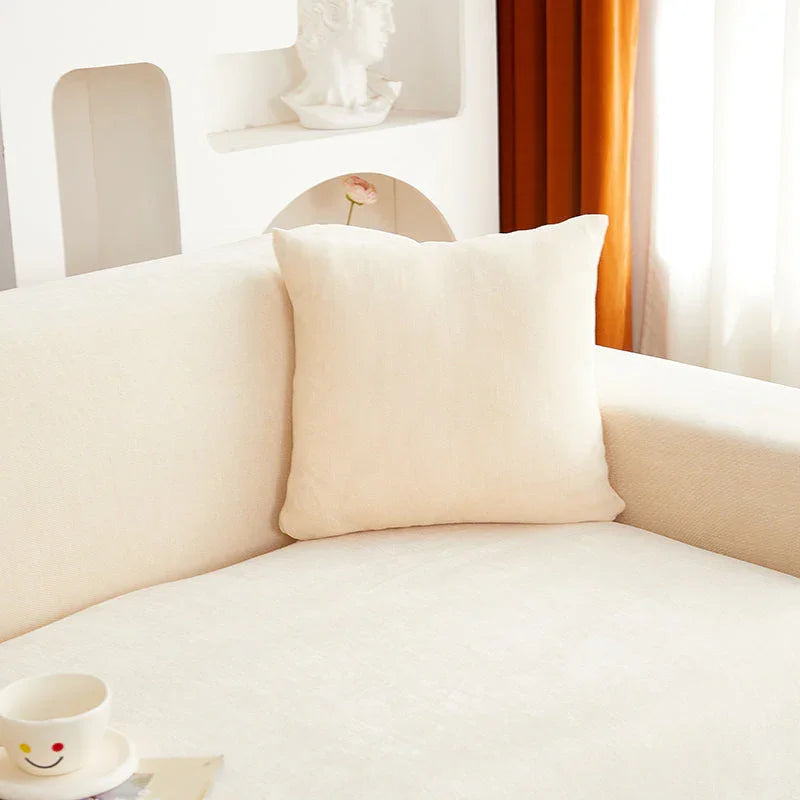 Corner Sofa Cover - Snow Neil - Beige - Adaptable & Expandable - The sofa cover crafter