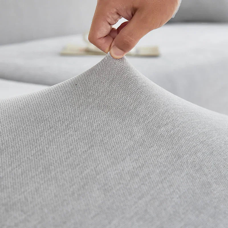 Corner Sofa Cover - Snow Neil - Light Grey - Adaptable & Expandable - The sofa cover crafter