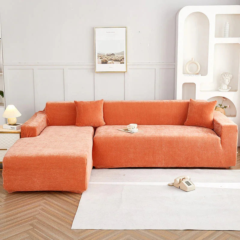 Corner Sofa Cover - Snow Neil - Premium Orange - Adaptable & Expandable - The sofa cover crafter