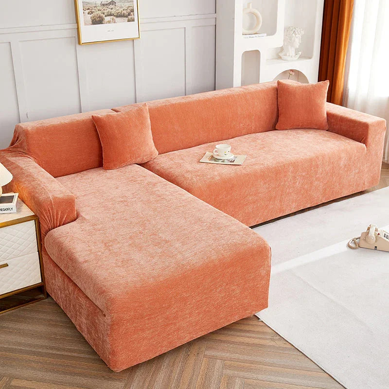 Corner Sofa Cover - Snow Neil - Premium Orange - Adaptable & Expandable - The sofa cover crafter