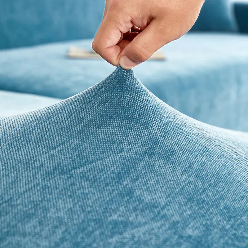 Corner Sofa Cover - Snow Neil - Serene Blue - Adaptable & Expandable - The sofa cover crafter