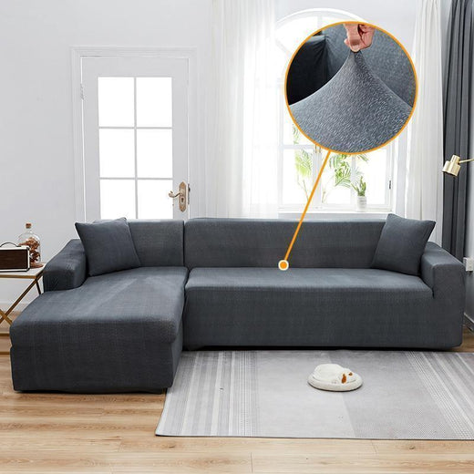 Anthracite grey spotted-pattern corner sofa cover