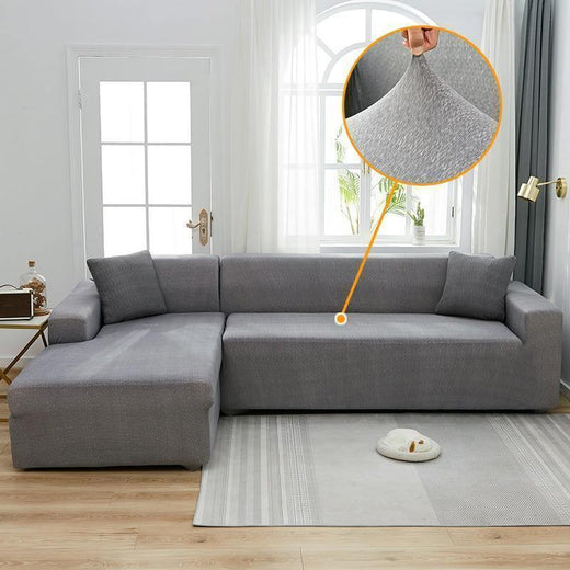 Light grey spotted-pattern corner sofa cover