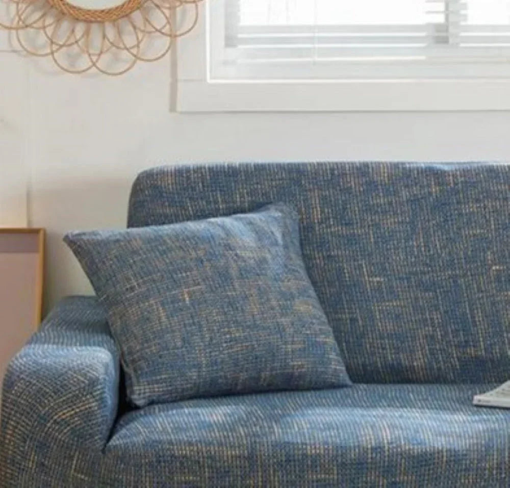 Pillow Cover - Cross pattern - Blue-Gold - The sofa cover crafter