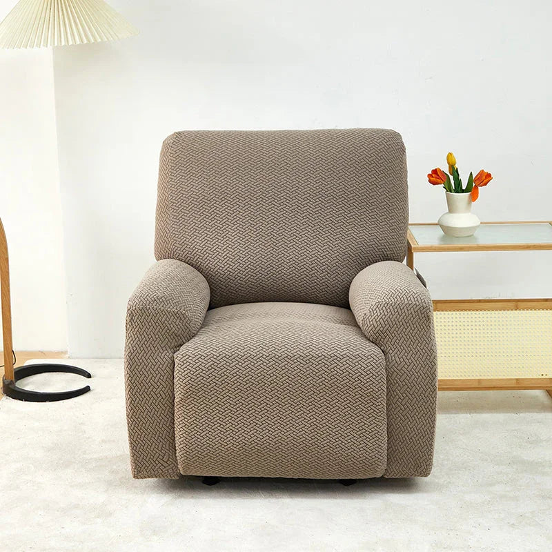 Recliner Sofa Cover - Interwoven Pattern - Brown - Adaptable & Expandable - The sofa cover crafter