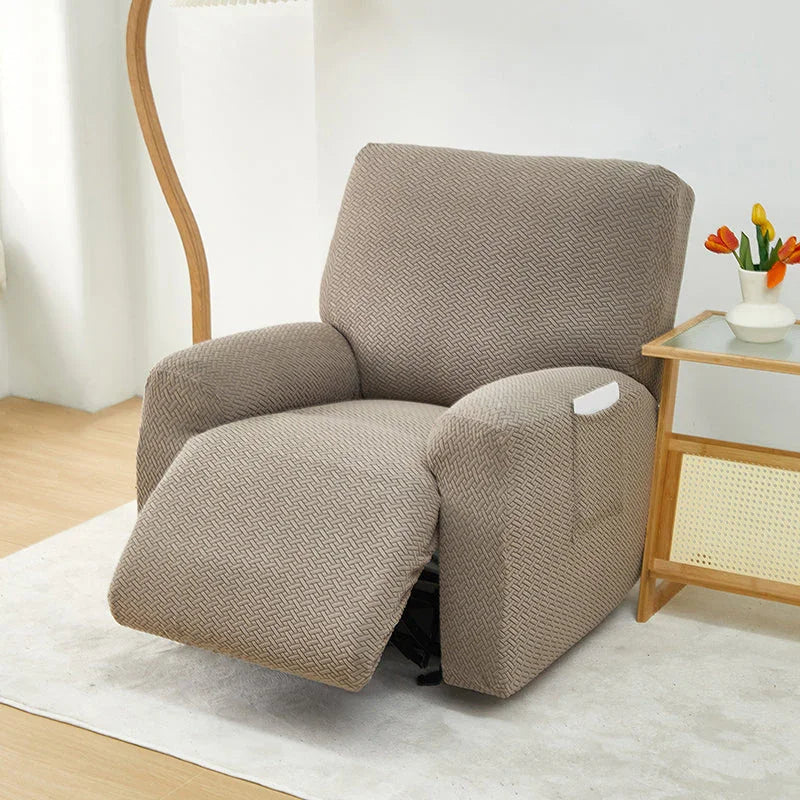 Recliner Sofa Cover - Interwoven Pattern - Brown - Adaptable & Expandable - The sofa cover crafter