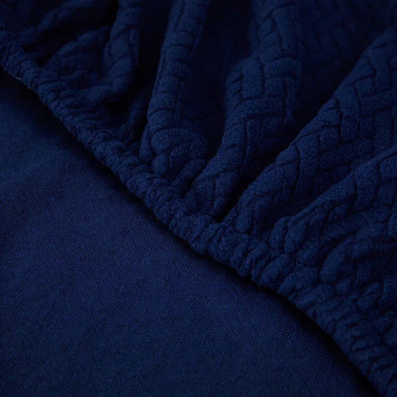 Recliner Sofa Cover - Interwoven Pattern - Dark Blue - Adaptable & Expandable - The sofa cover crafter