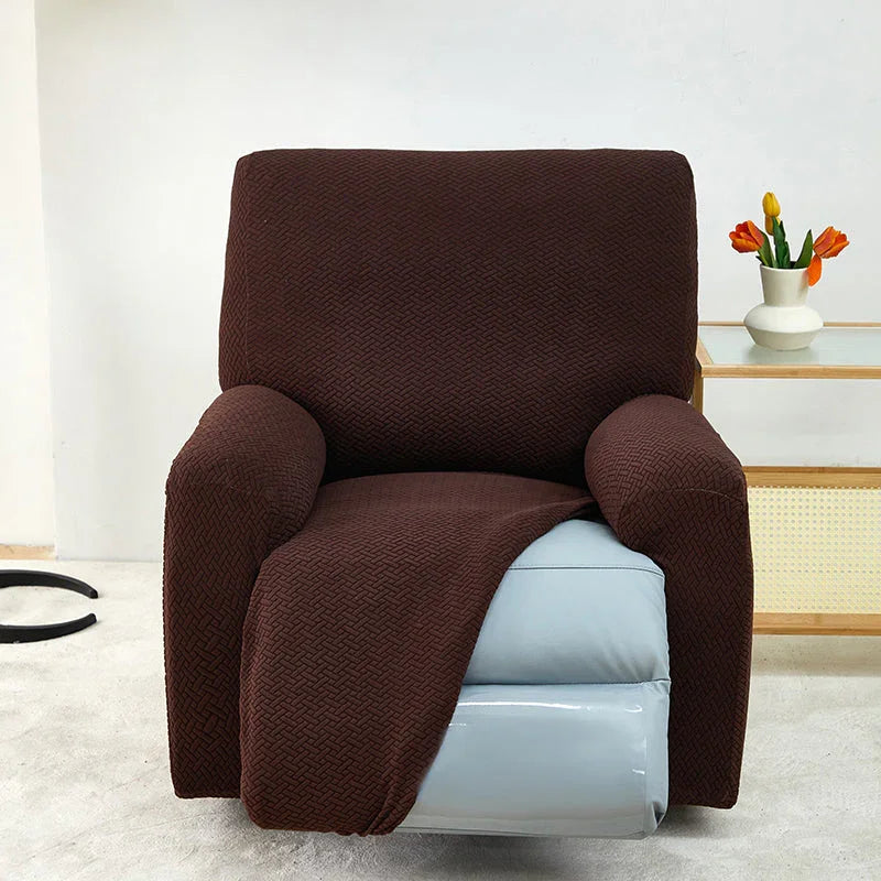 Recliner Sofa Cover - Interwoven Pattern - Dark Brown - Adaptable & Expandable - The sofa cover crafter
