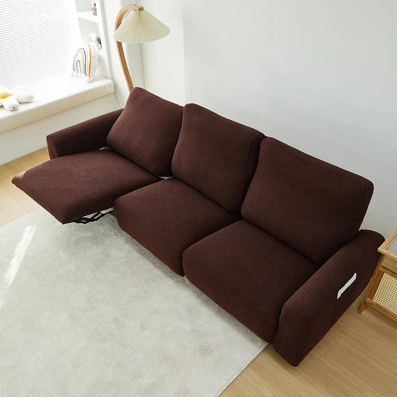 Recliner Sofa Cover - Interwoven Pattern - Dark Brown - Adaptable & Expandable - The sofa cover crafter