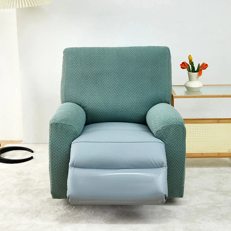 Recliner Sofa Cover - Interwoven Pattern - Dark Green - Adaptable & Expandable - The sofa cover crafter