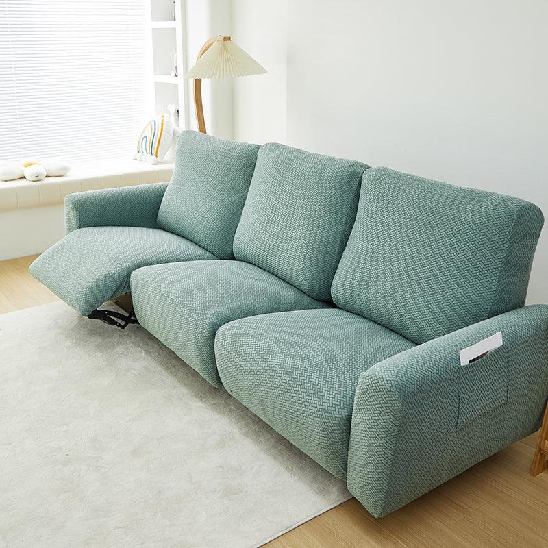 Recliner Sofa Cover - Interwoven Pattern - Dark Green - Adaptable & Expandable - The sofa cover crafter