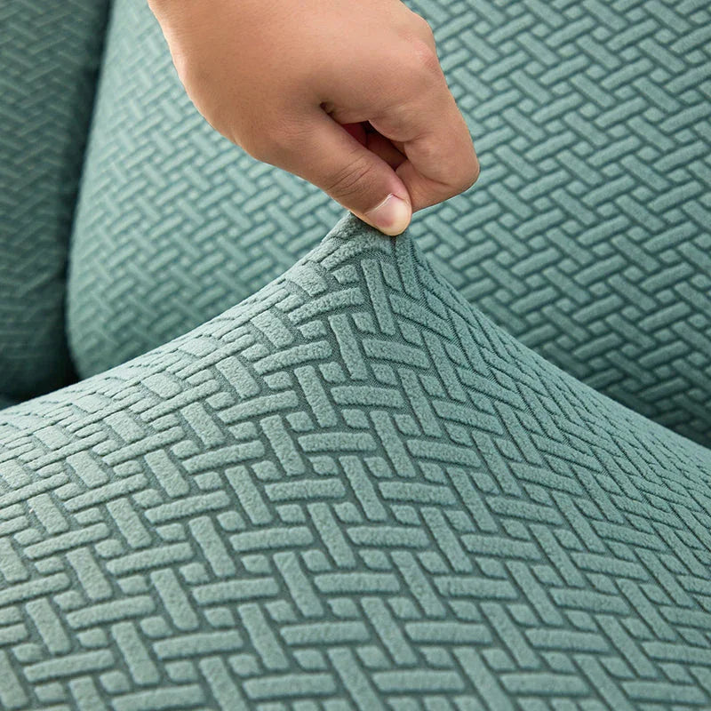Recliner Sofa Cover - Interwoven Pattern - Dark Green - Adaptable & Expandable - The sofa cover crafter