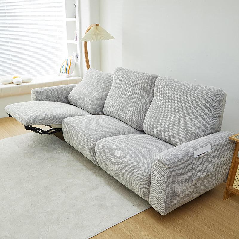 Recliner Sofa Cover - Interwoven Pattern - Light Gray - Adaptable & Expandable - The sofa cover crafter