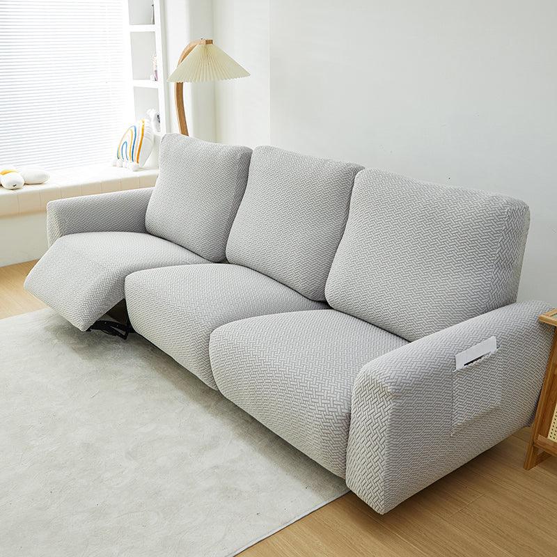 Recliner Sofa Cover - Interwoven Pattern - Light Gray - Adaptable & Expandable - The sofa cover crafter