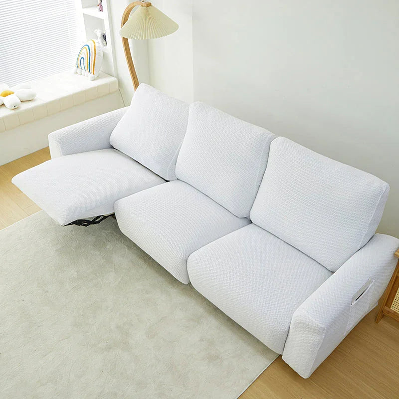 Recliner Sofa Cover - Interwoven Pattern - White - Adaptable & Expandable - The sofa cover crafter