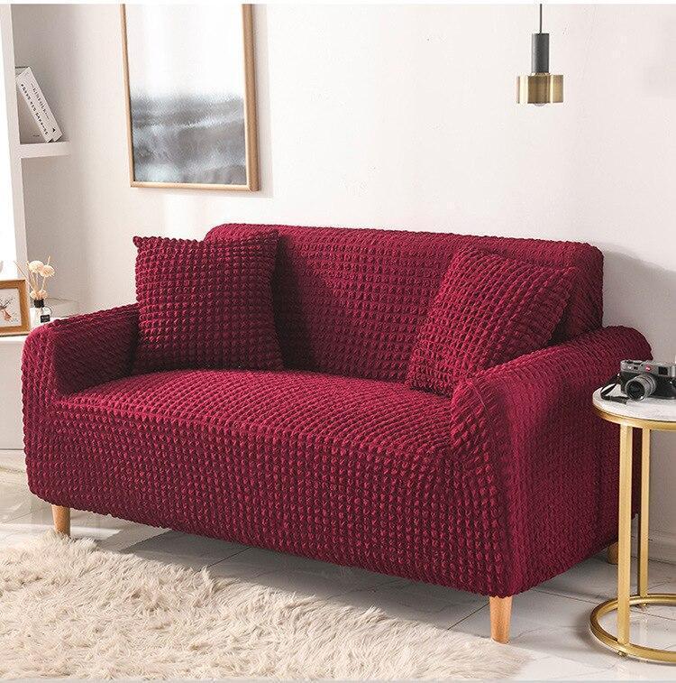 Sofa Cover - Bubble Fabric - Cardinal red - Adaptable & Expandable - The sofa cover crafter