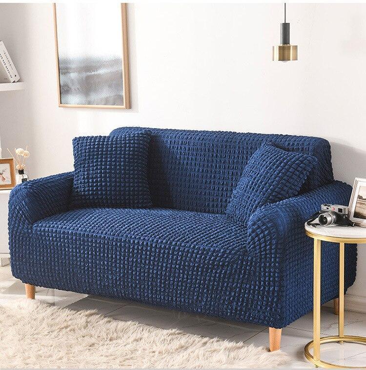 Sofa Cover - Bubble Fabric - Dark Blue - Adaptable & Expandable - The sofa cover crafter