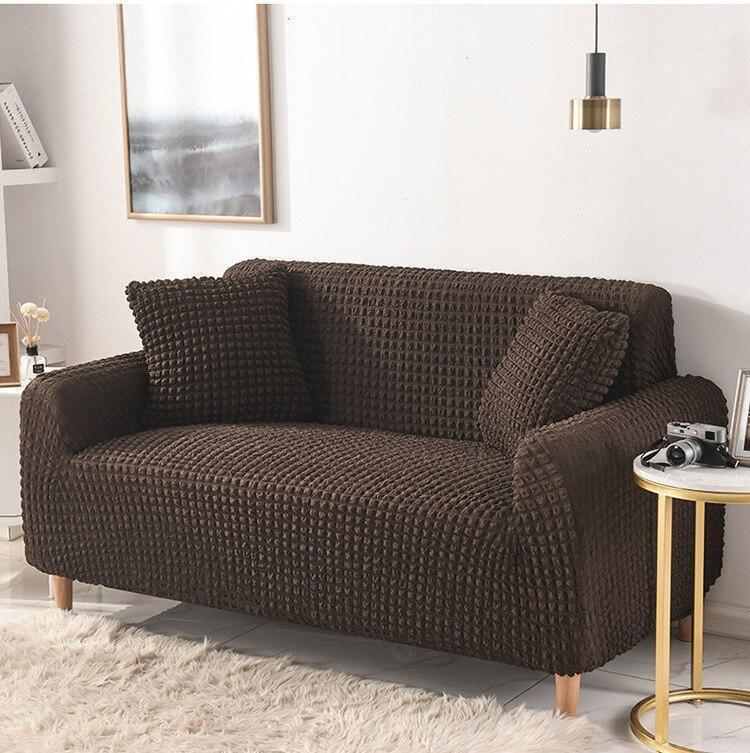 Sofa Cover - Bubble Fabric - Dark Brown - Adaptable & Expandable - The sofa cover crafter