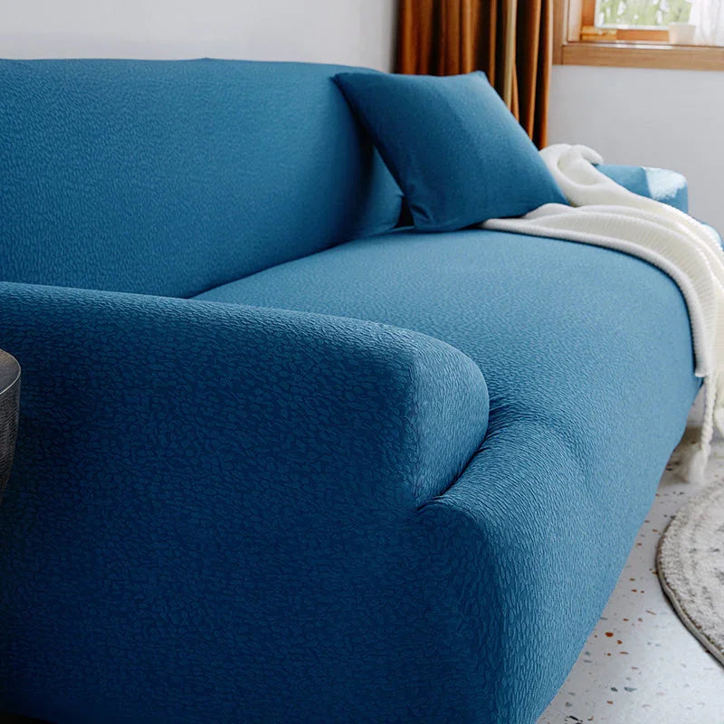 Sofa Cover - Bubble Gauze - Bright Blue - Waterproof - The sofa cover crafter