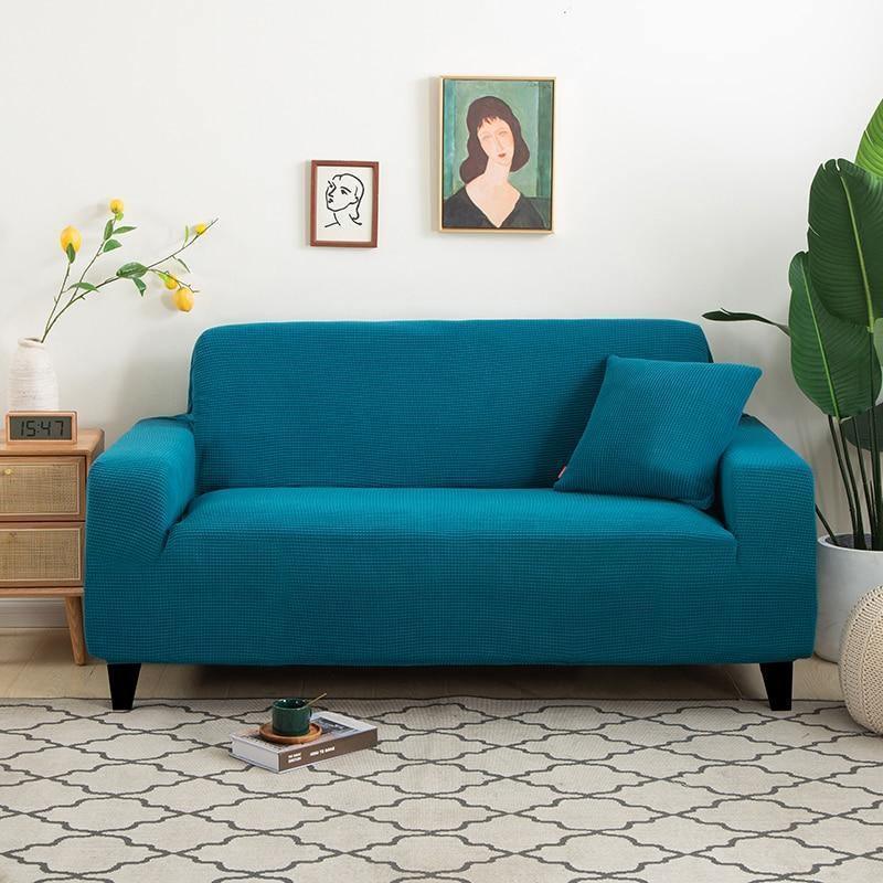 Sofa Cover - Narrow Jacquard - Bondi Blue - Adaptable & Expandable - The sofa cover crafter