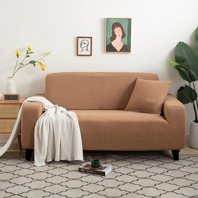 Sofa Cover - Narrow Jacquard - Chestnut Brown- Adaptable & Expandable - The sofa cover crafter
