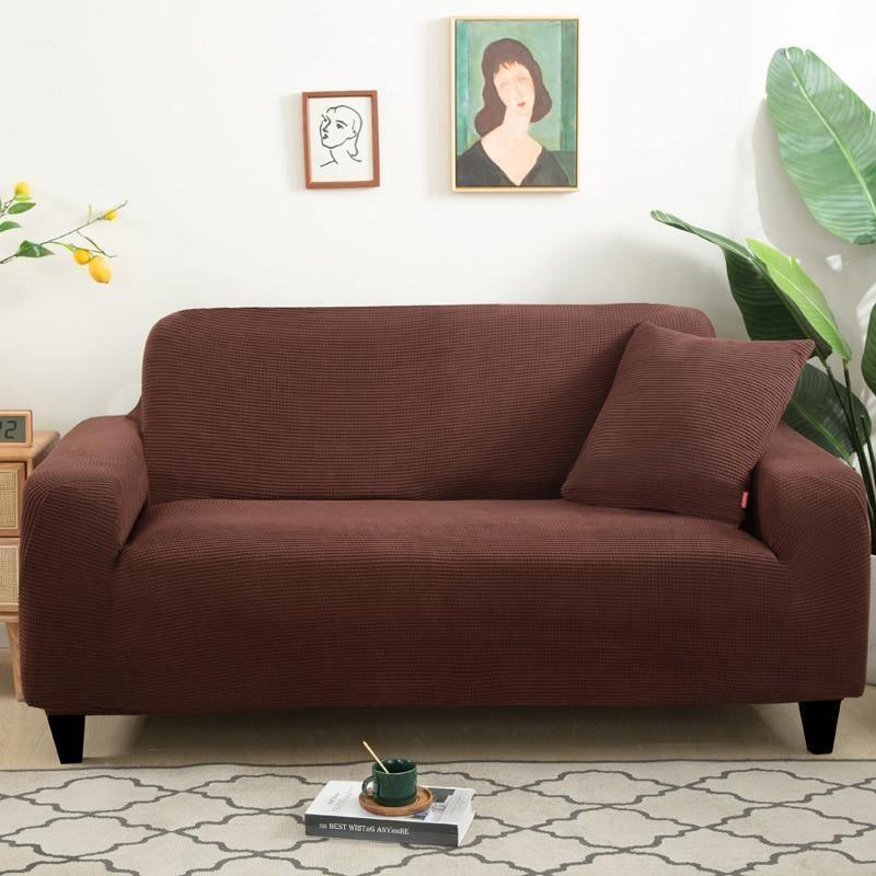 Sofa Cover - Narrow Jacquard - Chocolate - Adaptable & Expandable - The sofa cover crafter