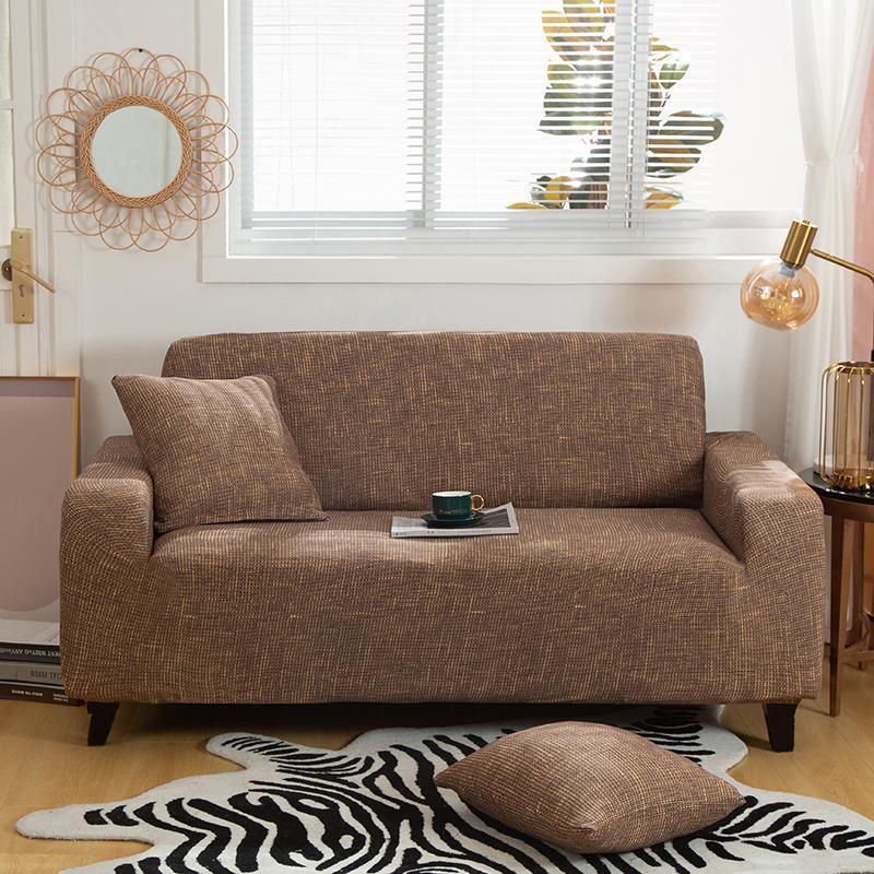 Sofa Cover - Spotted Pattern - Brown-Gold - Adaptable & Expandable - The sofa cover crafter