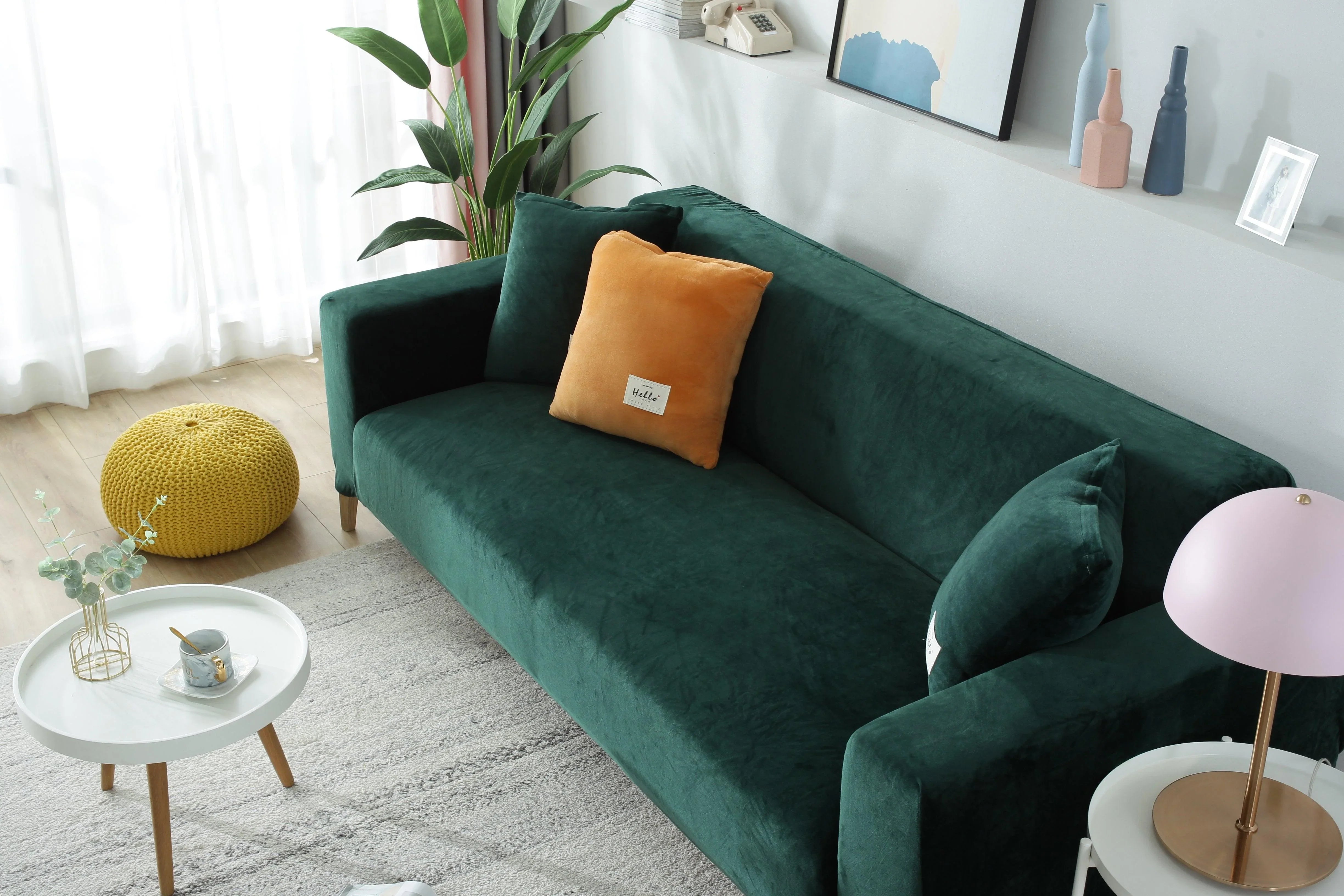 Sofa Cover - Velvet - Dark Green - Adaptable & Expandable - The sofa cover crafter