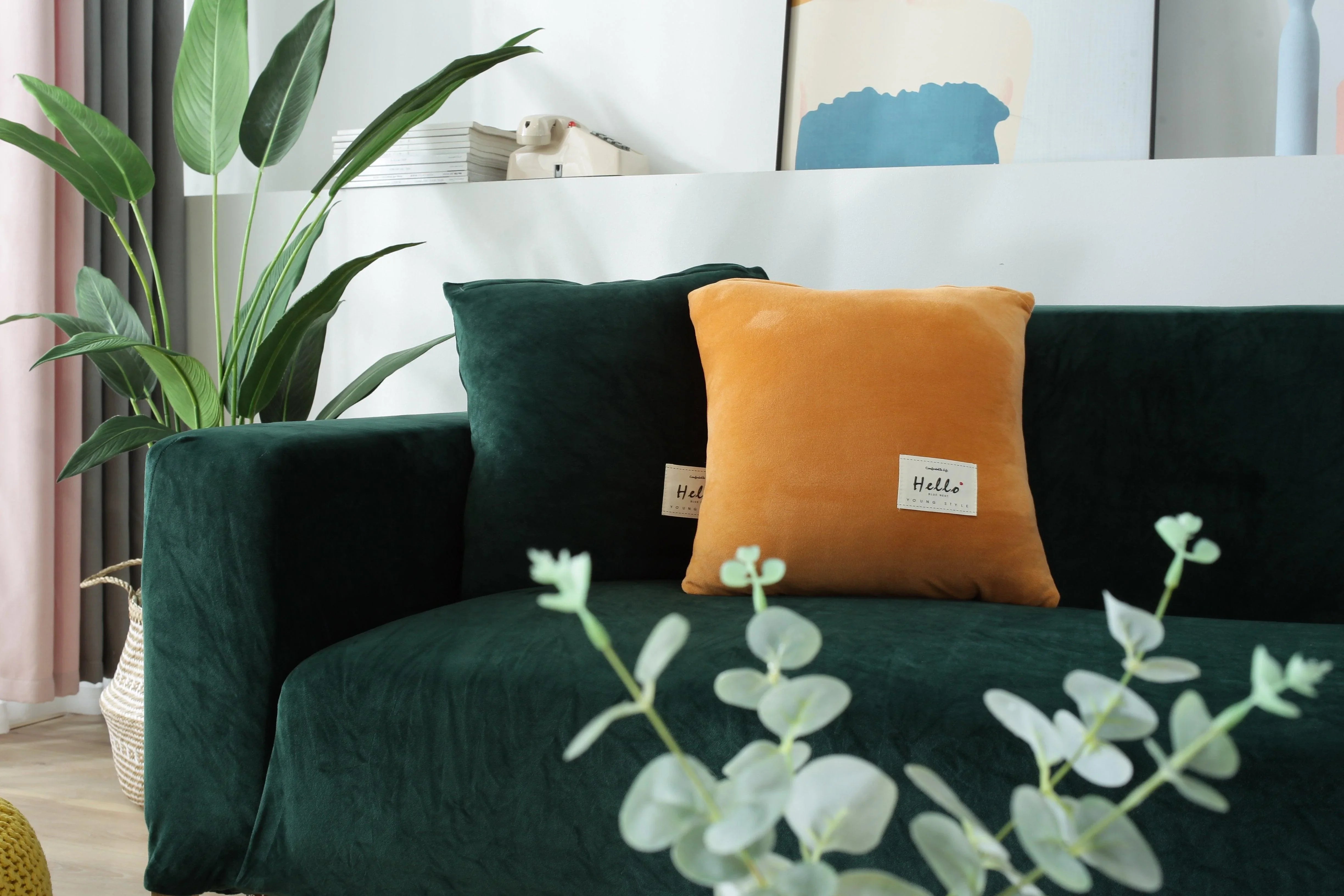 Sofa Cover - Velvet - Dark Green - Adaptable & Expandable - The sofa cover crafter