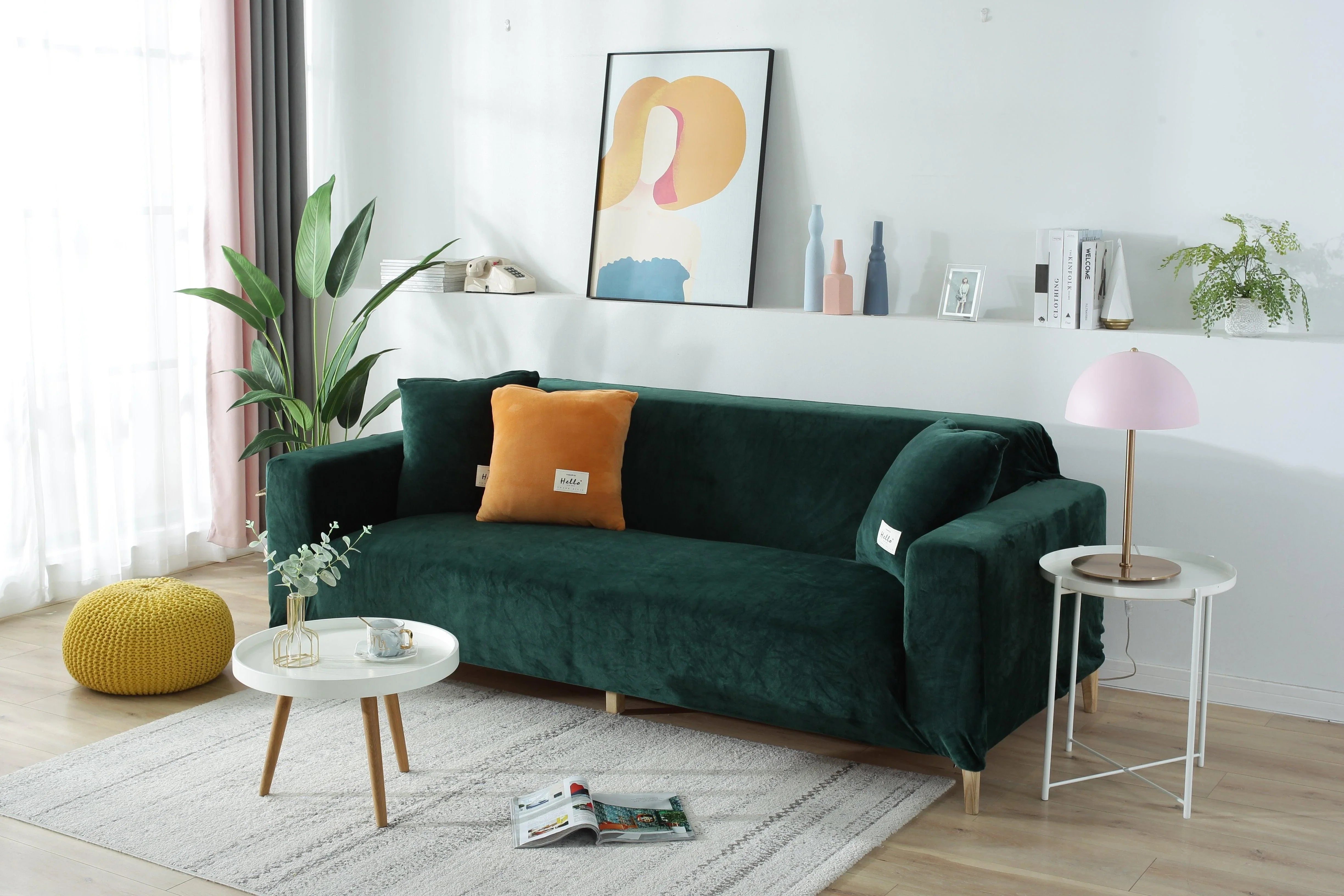 Sofa Cover - Velvet - Dark Green - Adaptable & Expandable - The sofa cover crafter