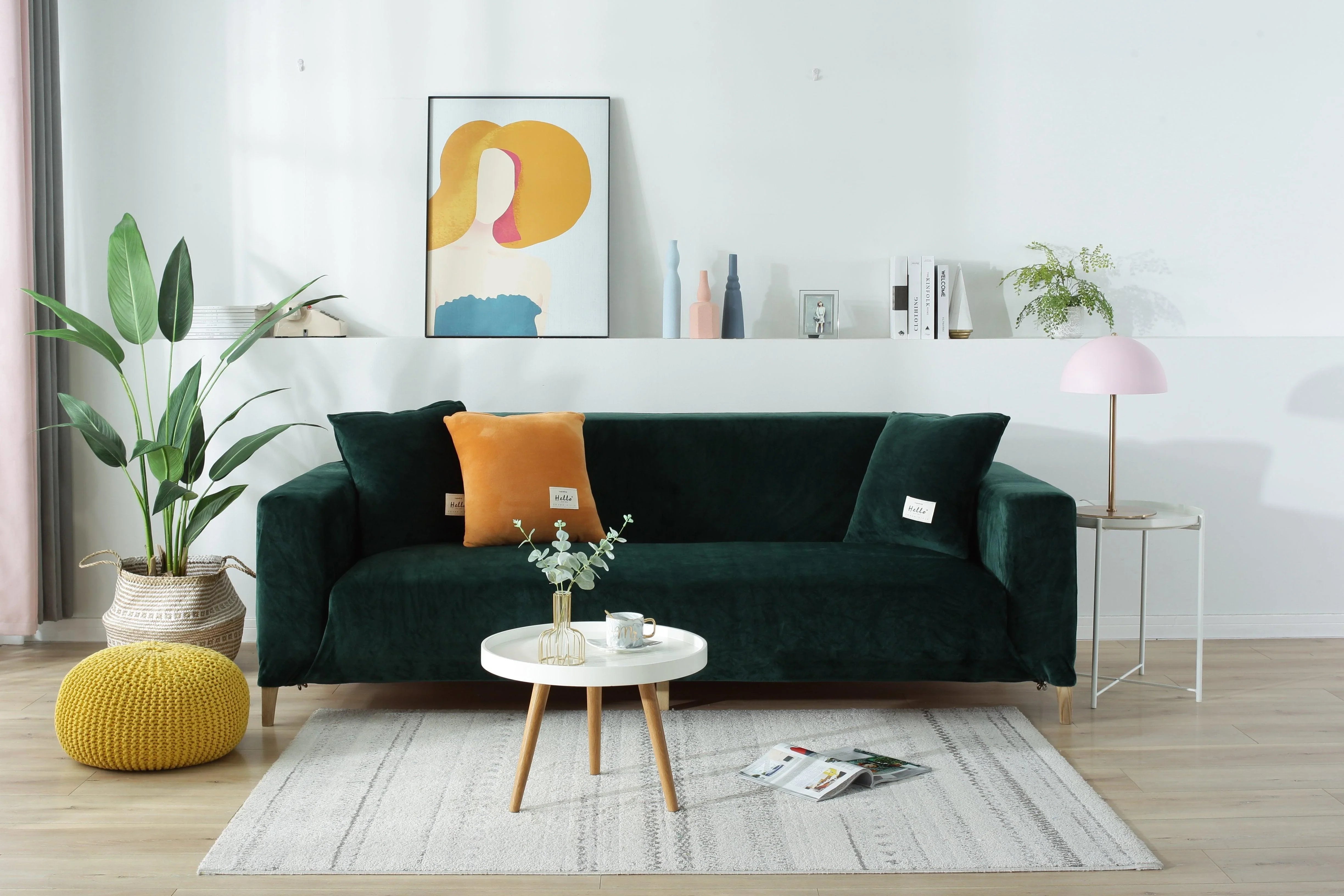 Sofa Cover - Velvet - Dark Green - Adaptable & Expandable - The sofa cover crafter