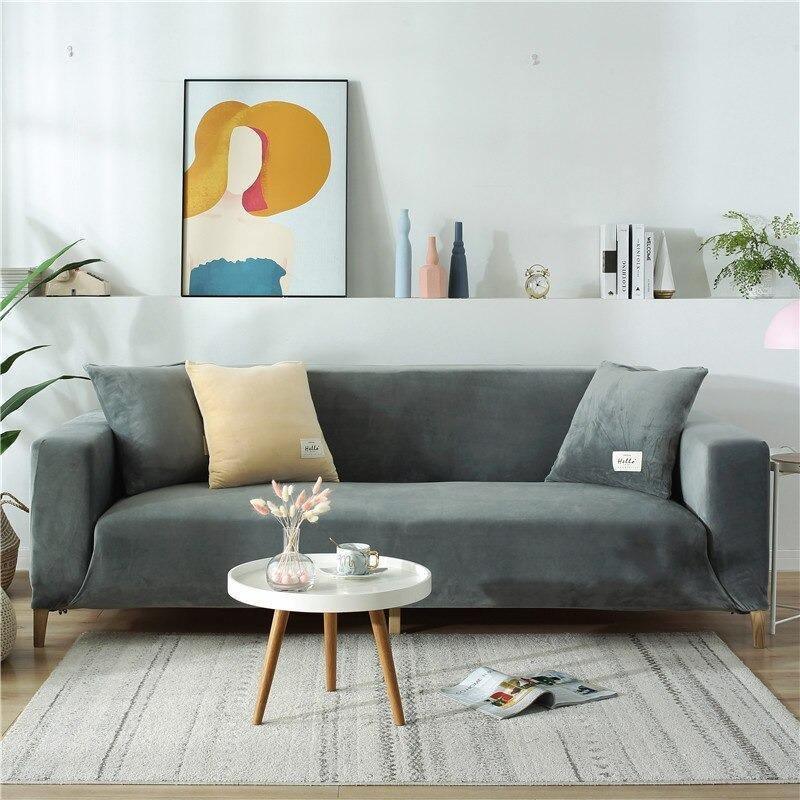 Sofa Cover - Velvet - Grey - Adaptable & Expandable - The sofa cover crafter