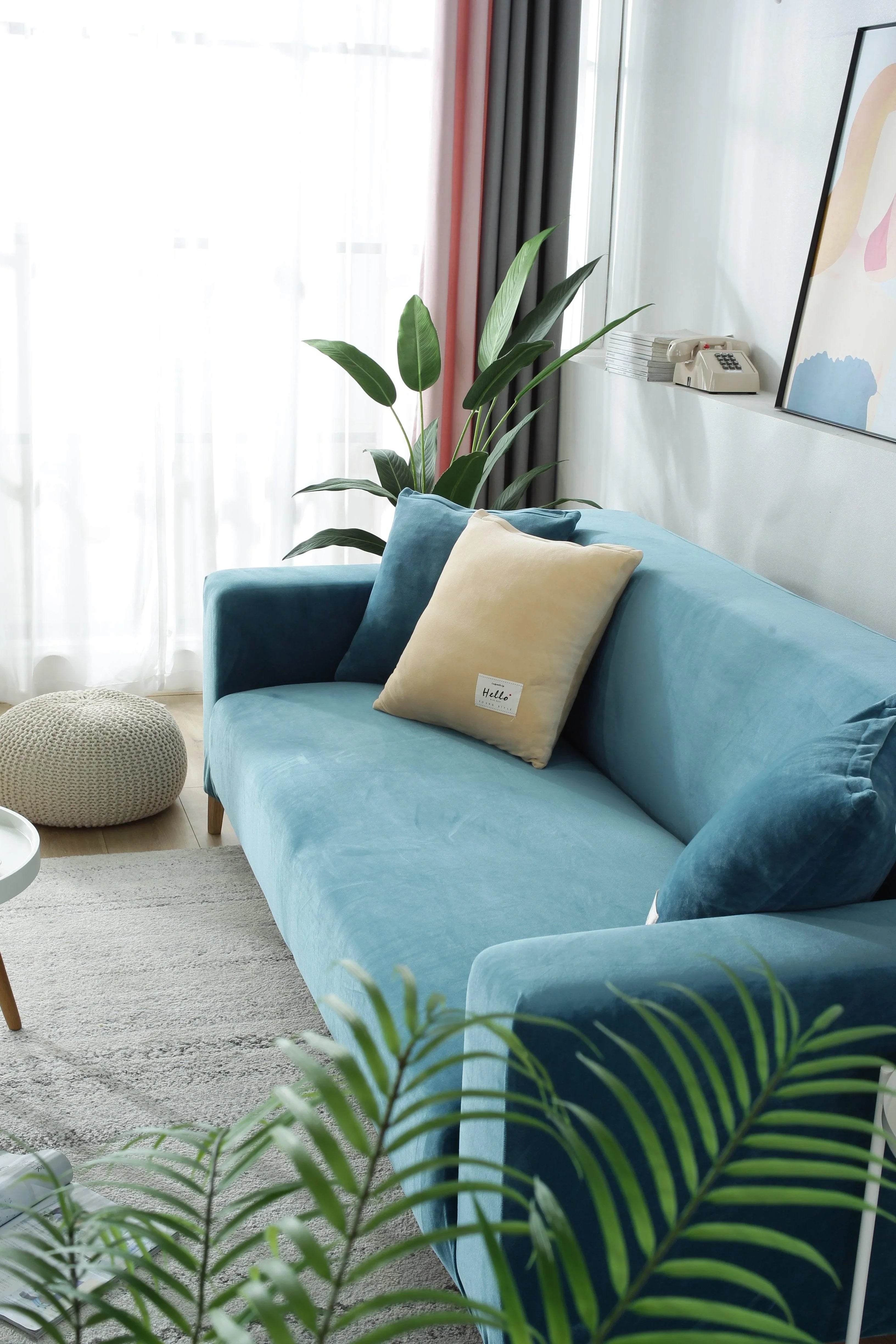 Sofa Cover - Velvet - Lake Blue - Adaptable & Expandable - The sofa cover crafter