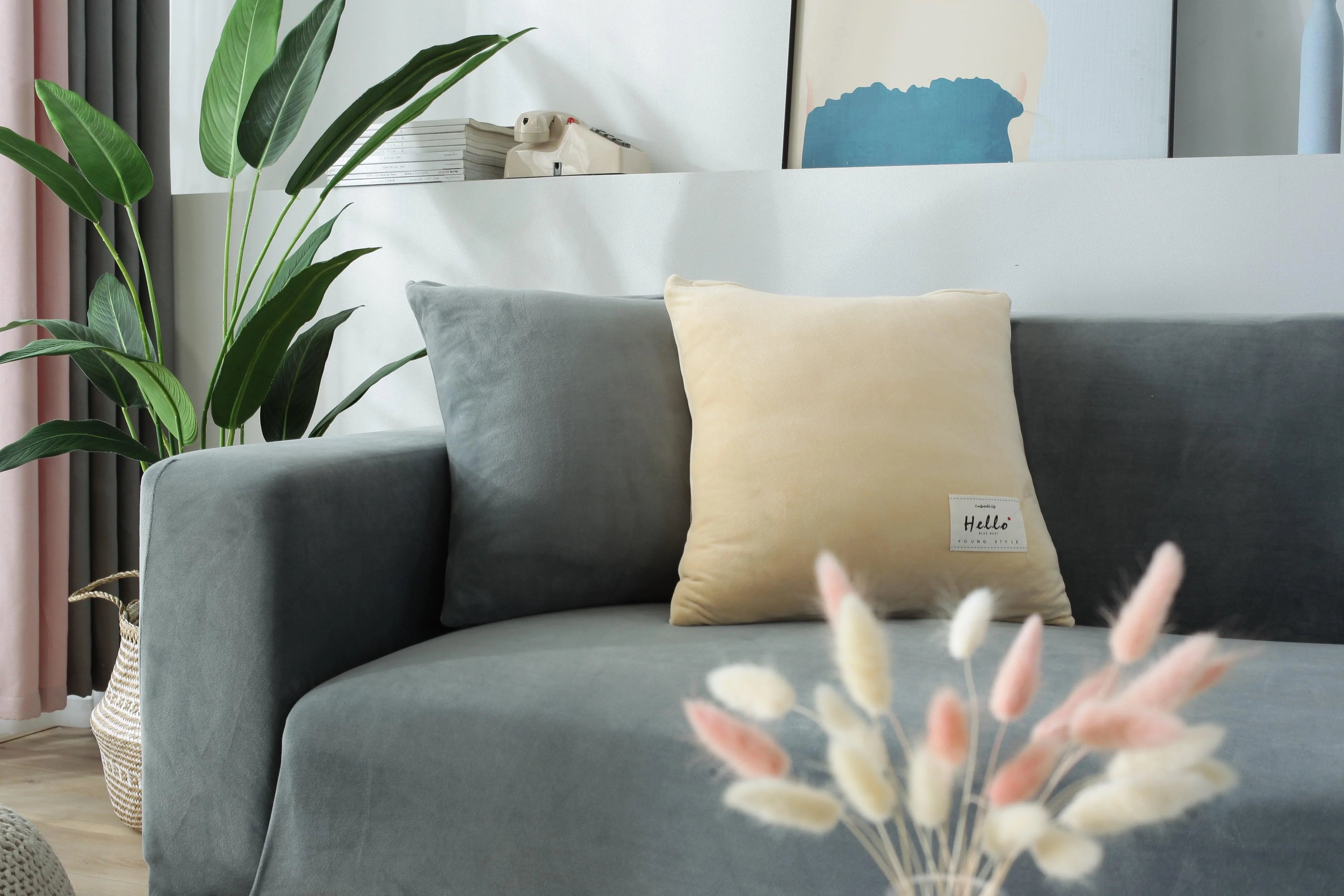 Sofa Cover - Velvet - Light Grey - Adaptable & Expandable - The sofa cover crafter