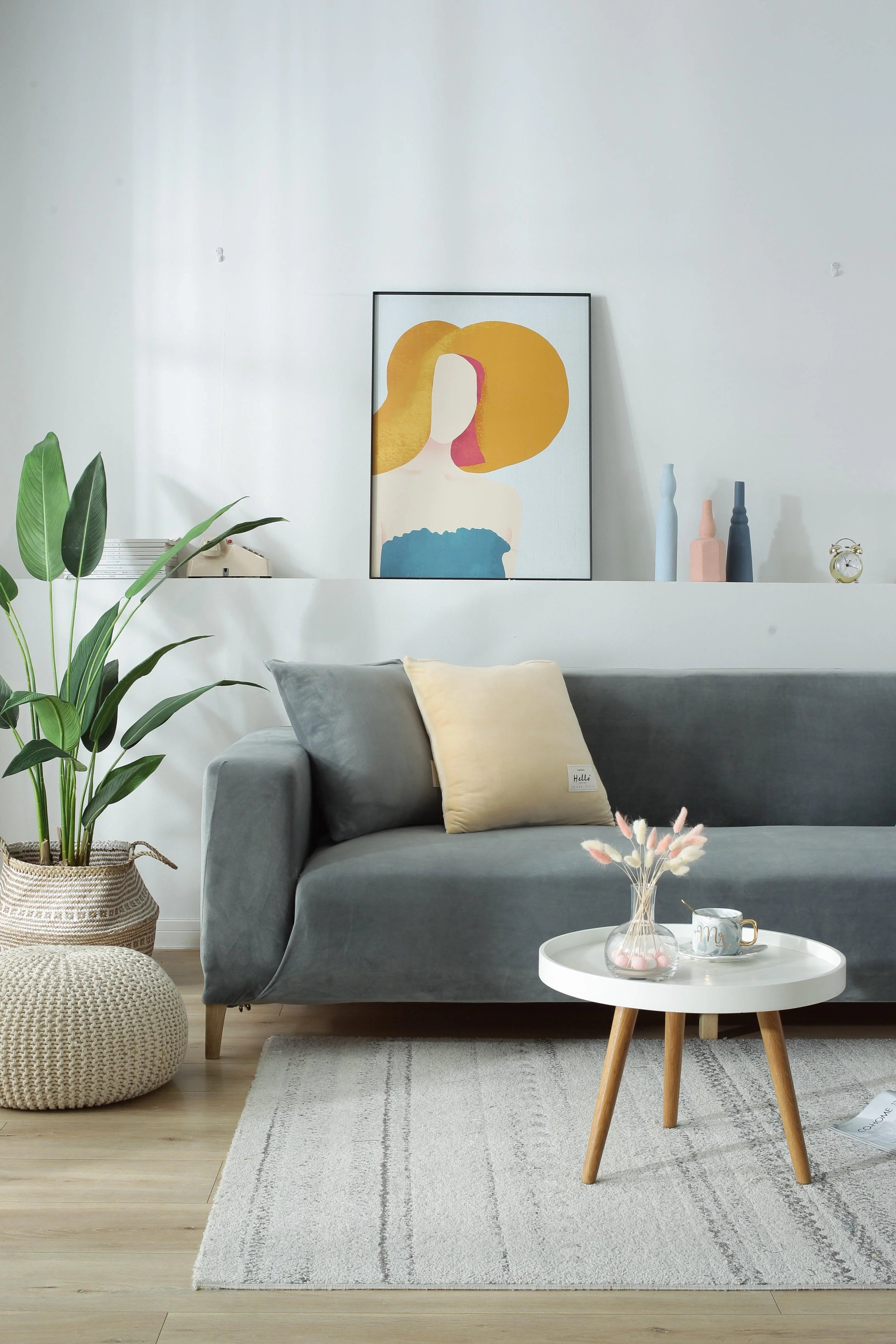 Sofa Cover - Velvet - Light Grey - Adaptable & Expandable - The sofa cover crafter